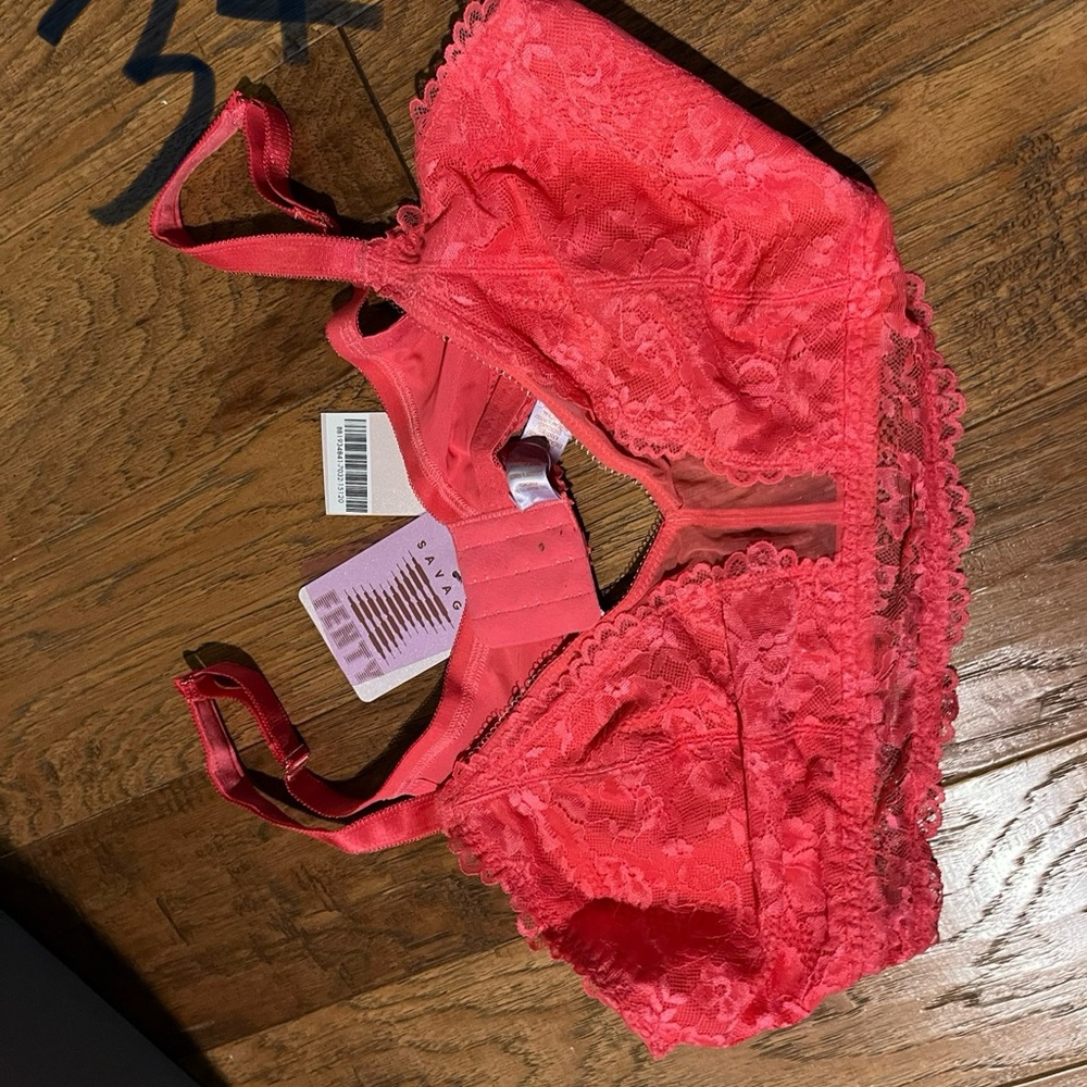 Savage X Fenty Vibrant Red Lace Bra